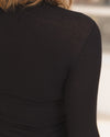 BASERANGE 25 Early Spring French organic cotton hollow heart-shaped long-sleeved T-shirt BAS-TOHLS-RB-000-Black